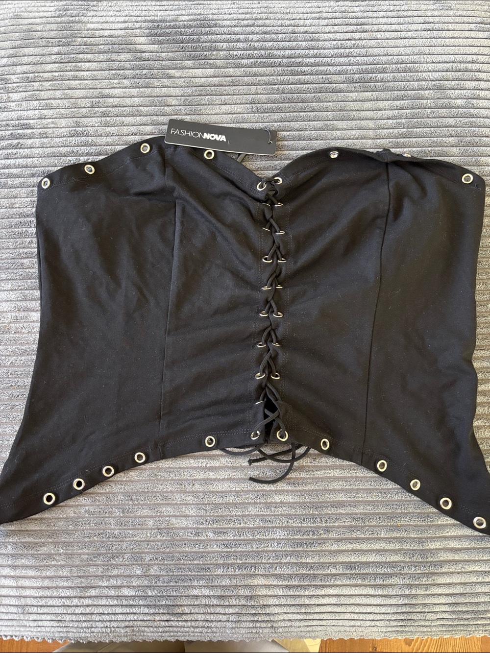 Fashion Nova Black Lace-Up Eyelet Corset Top